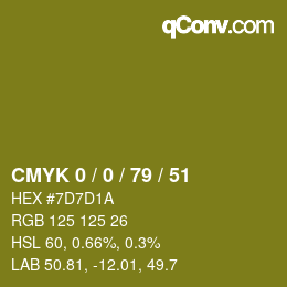 カラーコード: CMYK 0 / 0 / 79 / 51 | qconv.com