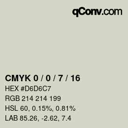 カラーコード: CMYK 0 / 0 / 7 / 16 | qconv.com