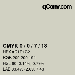 カラーコード: CMYK 0 / 0 / 7 / 18 | qconv.com