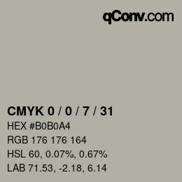 カラーコード: CMYK 0 / 0 / 7 / 31 | qconv.com