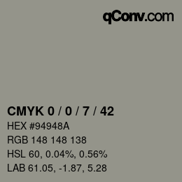 Color code: CMYK 0 / 0 / 7 / 42 | qconv.com