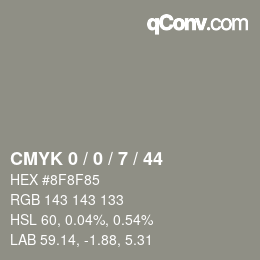 Código de color: CMYK 0 / 0 / 7 / 44 | qconv.com