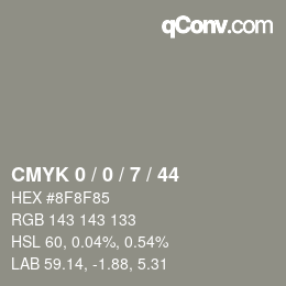 Código de color: CMYK 0 / 0 / 7 / 44 | qconv.com