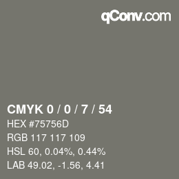Color code: CMYK 0 / 0 / 7 / 54 | qconv.com