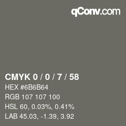 颜色代码: CMYK 0 / 0 / 7 / 58 | qconv.com