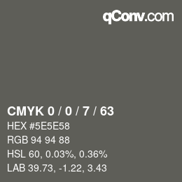 カラーコード: CMYK 0 / 0 / 7 / 63 | qconv.com
