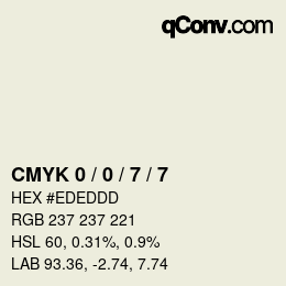 カラーコード: CMYK 0 / 0 / 7 / 7 | qconv.com