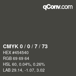 Código de color: CMYK 0 / 0 / 7 / 73 | qconv.com