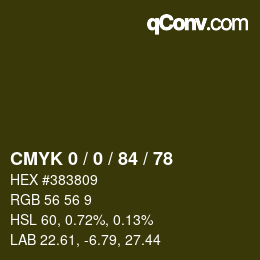 カラーコード: CMYK 0 / 0 / 84 / 78 | qconv.com