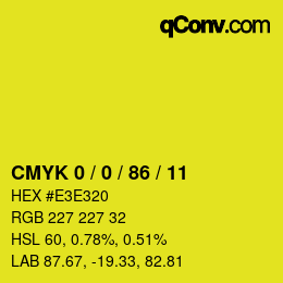 カラーコード: CMYK 0 / 0 / 86 / 11 | qconv.com