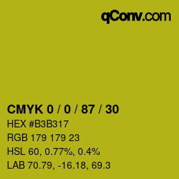 カラーコード: CMYK 0 / 0 / 87 / 30 | qconv.com