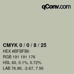 カラーコード: CMYK 0 / 0 / 8 / 25 | qconv.com