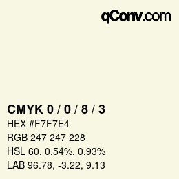 Código de color: CMYK 0 / 0 / 8 / 3 | qconv.com