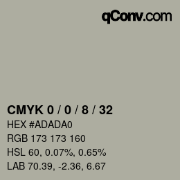 颜色代码: CMYK 0 / 0 / 8 / 32 | qconv.com