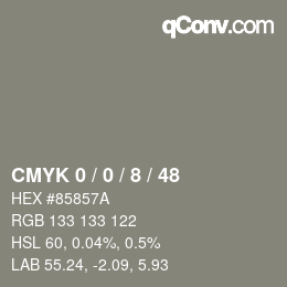 カラーコード: CMYK 0 / 0 / 8 / 48 | qconv.com
