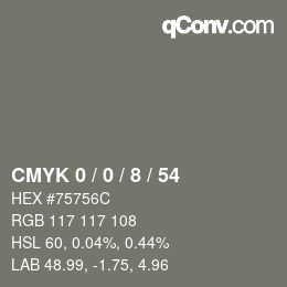 カラーコード: CMYK 0 / 0 / 8 / 54 | qconv.com