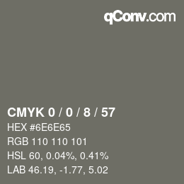 カラーコード: CMYK 0 / 0 / 8 / 57 | qconv.com