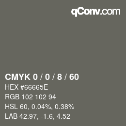 カラーコード: CMYK 0 / 0 / 8 / 60 | qconv.com