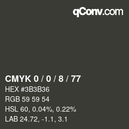 Color code: CMYK 0 / 0 / 8 / 77 | qconv.com