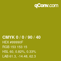 カラーコード: CMYK 0 / 0 / 90 / 40 | qconv.com