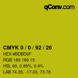 カラーコード: CMYK 0 / 0 / 92 / 26 | qconv.com
