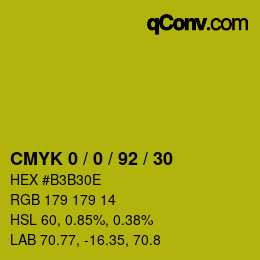 カラーコード: CMYK 0 / 0 / 92 / 30 | qconv.com