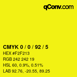 颜色代码: CMYK 0 / 0 / 92 / 5 | qconv.com