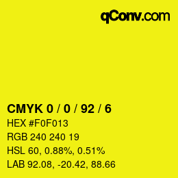 颜色代码: CMYK 0 / 0 / 92 / 6 | qconv.com