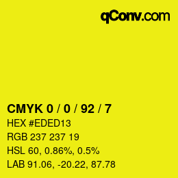カラーコード: CMYK 0 / 0 / 92 / 7 | qconv.com