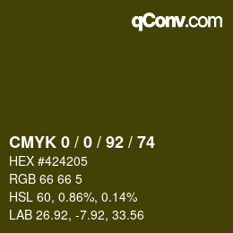 Color code: CMYK 0 / 0 / 92 / 74 | qconv.com