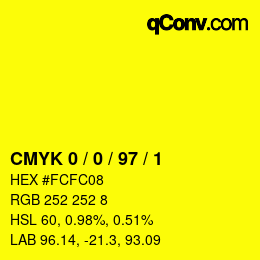 Color code: CMYK 0 / 0 / 97 / 1 | qconv.com