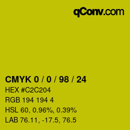 Color code: CMYK 0 / 0 / 98 / 24 | qconv.com