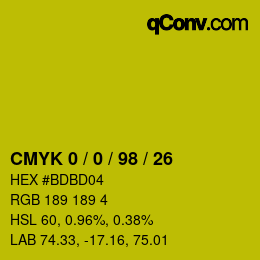 Color code: CMYK 0 / 0 / 98 / 26 | qconv.com