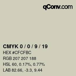 カラーコード: CMYK 0 / 0 / 9 / 19 | qconv.com