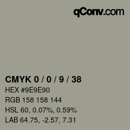 カラーコード: CMYK 0 / 0 / 9 / 38 | qconv.com