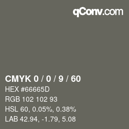 カラーコード: CMYK 0 / 0 / 9 / 60 | qconv.com