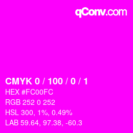 Color code: CMYK 0 / 100 / 0 / 1 | qconv.com