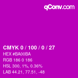 颜色代码: CMYK 0 / 100 / 0 / 27 | qconv.com