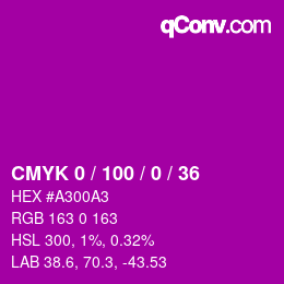 Farbcode: CMYK 0 / 100 / 0 / 36 | qconv.com