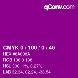 Color code: CMYK 0 / 100 / 0 / 46 | qconv.com