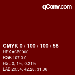 Color code: CMYK 0 / 100 / 100 / 58 | qconv.com