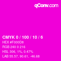 カラーコード: CMYK 0 / 100 / 10 / 6 | qconv.com