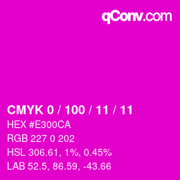 カラーコード: CMYK 0 / 100 / 11 / 11 | qconv.com