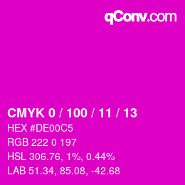 Color code: CMYK 0 / 100 / 11 / 13 | qconv.com