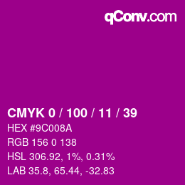 颜色代码: CMYK 0 / 100 / 11 / 39 | qconv.com