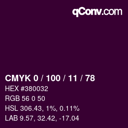 Color code: CMYK 0 / 100 / 11 / 78 | qconv.com