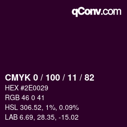 Color code: CMYK 0 / 100 / 11 / 82 | qconv.com