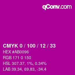 Color code: CMYK 0 / 100 / 12 / 33 | qconv.com