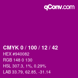 颜色代码: CMYK 0 / 100 / 12 / 42 | qconv.com