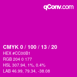 Color code: CMYK 0 / 100 / 13 / 20 | qconv.com
